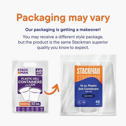 Stack Man [240 Sets - 8 oz.] Clear Plastic Containers with Airtight Lids - Deli Food Storage, Slime, and More - Bulk Pack - Small Containers with Lids - 240/Case Brand in Kuwait