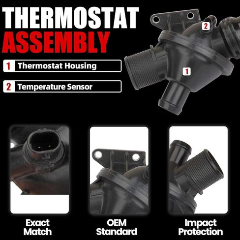 MITZONE Engine Coolant Thermostat Assembly Compatible with 2012-2016 BMW 320i 325i 328i 520i 528i X5 X4 X3 X1 428i 420i 220i 228i Replace Number 11538635689 11538636595 in Saudi Arabia