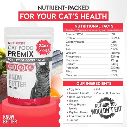 Know Better for Cats – Chicken Recipe, RAW Cat Food Premix/Supplement for Making Homemade Cat Food, All Natural, Holistic Veterinarian Approved, Grain Free, No Artificial Additives in Saudi Arabia