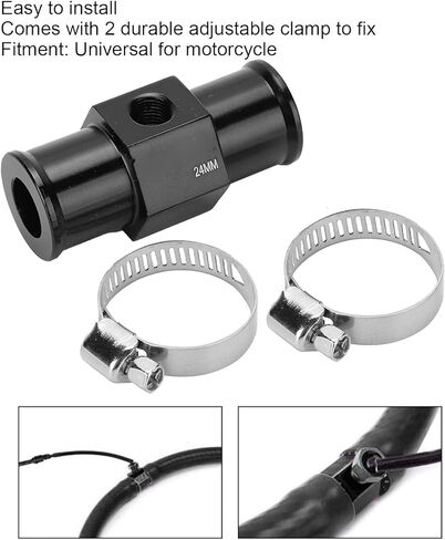 Bnineteenteam Water Temperature Sensor Adapter, Water Temp Adapter Aluminum Temperature Gauge Joint Pipe Radiator Sensor Connector Motorcycle Modification (B(24mm in Saudi Arabia