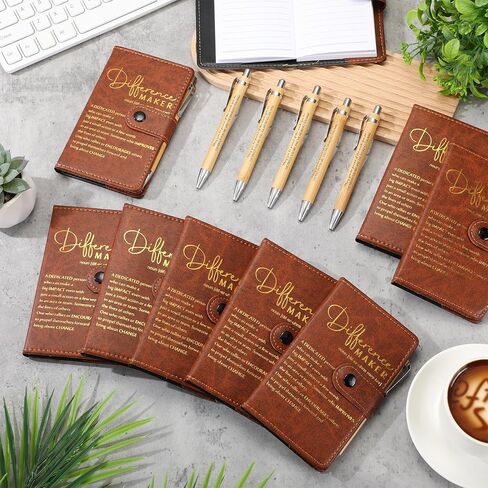 Honoson 10 Sets Difference Maker Employee Christmas Appreciation Gifts Bulk Inspirational A5 Leather Journal Motivational Notebooks with Pen Appreciation Gifts for Coworker Team Staff Boss Volunteer in Saudi Arabia
