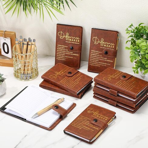 Honoson 10 Sets Difference Maker Employee Christmas Appreciation Gifts Bulk Inspirational A5 Leather Journal Motivational Notebooks with Pen Appreciation Gifts for Coworker Team Staff Boss Volunteer in Saudi Arabia