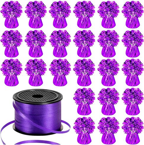 24 PCS Balloon Weights Metallic Anchor, Balloon Holder Heavy Weights with 1 Roll Iridescent Crimped Ribbon for Balloons Table Party Favor Birthday Decor(White) in Saudi Arabia