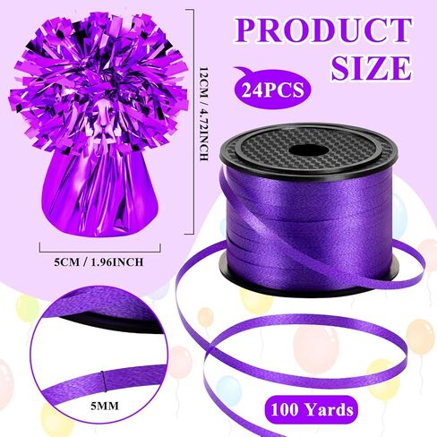 24 PCS Balloon Weights Metallic Anchor, Balloon Holder Heavy Weights with 1 Roll Iridescent Crimped Ribbon for Balloons Table Party Favor Birthday Decor(White) in Saudi Arabia