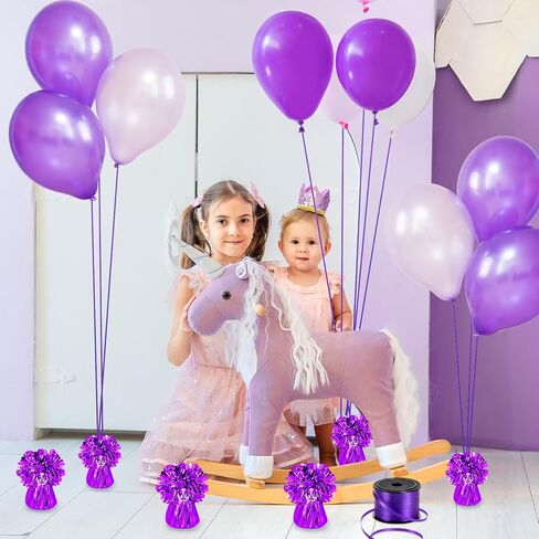 24 PCS Balloon Weights Metallic Anchor, Balloon Holder Heavy Weights with 1 Roll Iridescent Crimped Ribbon for Balloons Table Party Favor Birthday Decor(White) in Saudi Arabia