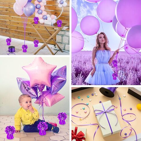 24 PCS Balloon Weights Metallic Anchor, Balloon Holder Heavy Weights with 1 Roll Iridescent Crimped Ribbon for Balloons Table Party Favor Birthday Decor(White) in Saudi Arabia
