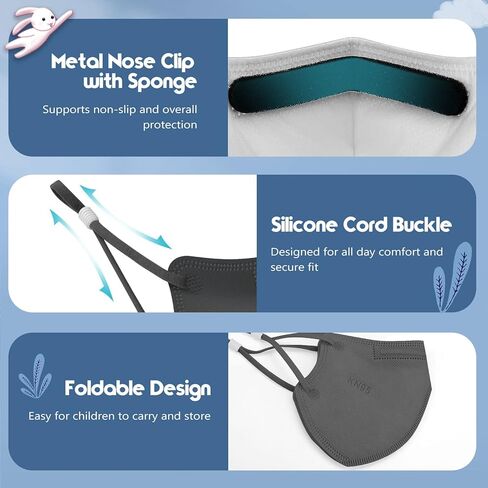 قناع الوجه WWDOLL Kid KN95، 50 عبوة، أقنعة KN95 قابلة للتنفس من 5 طبقات، متعددة الألوان in Kuwait