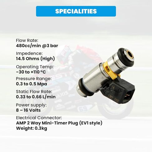 Magneti Marelli IWP-069 Fuel Injector High-Performance 480cc/min Flow Rate, 14.5 Ohms High Impedance, OEM Replacement for Ducati Superbikes, Mercruiser Marine Engines, and Harley-Davidson Motorcycles in Saudi Arabia