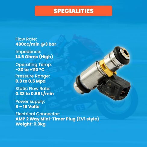 Magneti Marelli IWP-069 Fuel Injector High-Performance 480cc/min Flow Rate, 14.5 Ohms High Impedance, OEM Replacement for Ducati Superbikes, Mercruiser Marine Engines, and Harley-Davidson Motorcycles in Saudi Arabia