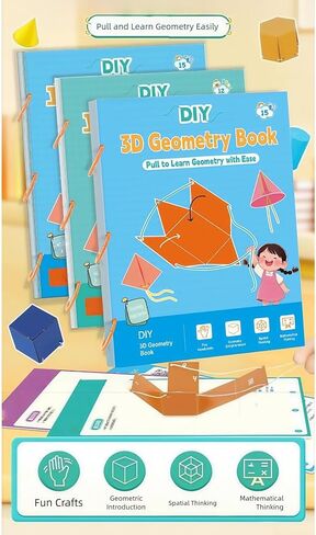 Pull String 3D Geometry Learning Book | POP-Up Shapes for Volume & Surface Area | Math Toy for Kids, Classroom Manipulative for Teachers in Saudi Arabia