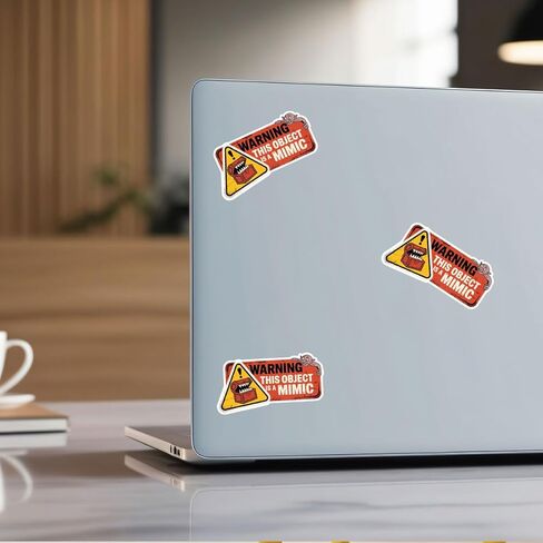 3 Pcs Warning This Object is A Mimic Sticker – Funny Trap Chest Loot Gaming Humor Vinyl Decal Waterproof for Laptop, Car, Tumbler – Gift for Fantasy Roleplay Fans – 3 Inch in Saudi Arabia
