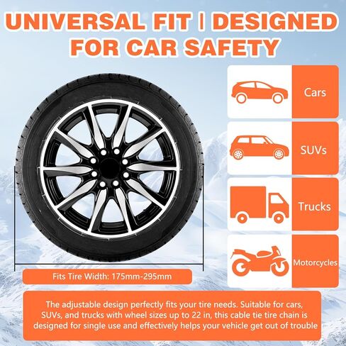 20PCS Snow Chains Tire Chains - Emergency Non-Slip Zip Tie, Portable Snow Tire Cables Chain for Car SUV Truck Universal Winter Driving in Saudi Arabia