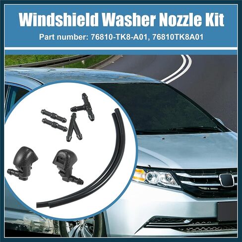 1 Set Windshield Washer Nozzles Set 76810-TK8-A01 Front Windshield Spray Nozzles Wiper Spray Washer Jet and Fluid Hose with Connectors for Honda Odyssey 2011-2017 Automotive Parts in Saudi Arabia