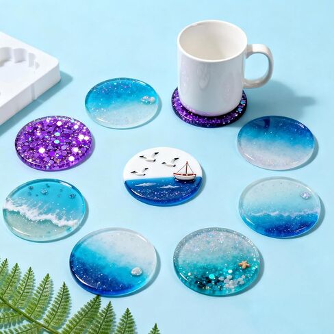 2 PCS Resin Coaster Molds, Round Thickened Silicone Coaster Molds for Epoxy Resin Casting, DIY Coasters, Candle Holders, 7", 5" in Saudi Arabia