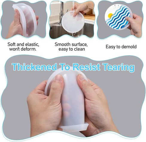 2 PCS Resin Coaster Molds, Round Thickened Silicone Coaster Molds for Epoxy Resin Casting, DIY Coasters, Candle Holders, 7", 5" in Saudi Arabia