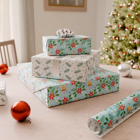 American Greetings Reversible Religious Christmas Wrapping Paper Roll with Angels, Red and White Holiday Gift Wrap (60 sq. ft., 1 Standard Roll Wrap-30 in. x 24 ft.) Papel de Regalo de Navidad in Saudi Arabia