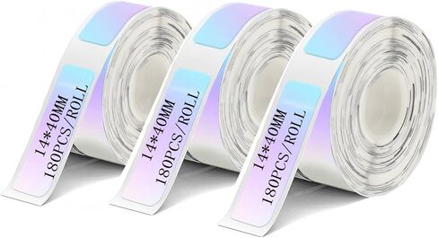 3 لفات متوافقة مع أشرطة الملصقات D30/P11/HP1، ورق حراري ثلاثي الأبعاد متعدد الألوان، 14 × 40 مم، أشرطة ملصقات ذاتية اللصق مقاومة للماء، مناسبة للمكتب والسيناريوهات الأخرى (180 ملصقًا لكل لفة) in Kuwait