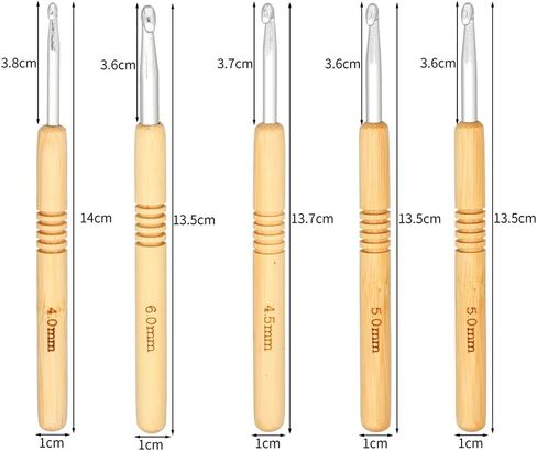 Crochet Hook, 9 PCS Wooden Hand Shank Aluminum Crochet Hooks Set for Yarn Craft Sewing Crochet Needles, Knitting Tool 2.0mm/2.5mm/3.0mm/3.5mm/4.0mm/4.5mm/5.0mm/5.5mm/6.0mm Crochet Needle for Knitter in Saudi Arabia