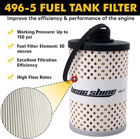 4 PCS 496-5 Fuel Filter Element Compatible with 496 and 496-3/4 Filter System – Suitable for Multiple Fuel Types with Water Separation Function, 30 Micron, Protective Sheet in Saudi Arabia