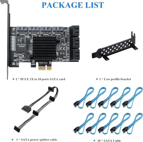 PCIe SATA Card 6 Port, PCIe to SATA Controller Expansion Card, 6Gbps SATA 3.0 PCIe Card with 6 SATA Cables, ASM1166 1X 6-Port Chip, Integrated Adapter Converter for Desktop PC in Saudi Arabia