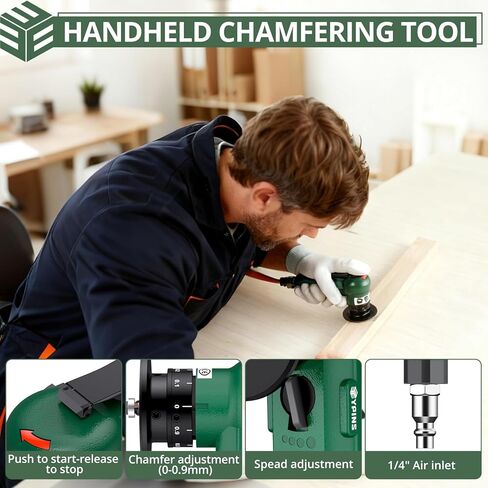 أداة شطب الهواء من EYPINS، آلة شطب هوائية لشطب الزاوية المعدنية المستديرة، قوس 45 درجة، 30000 دورة في الدقيقة، أداة تشذيب إزالة الأزيز الهوائية 1/4 بوصة للمعادن والفولاذ والألومنيوم والنحاس والأكريليك والخشب وشفرة C/R in Kuwait