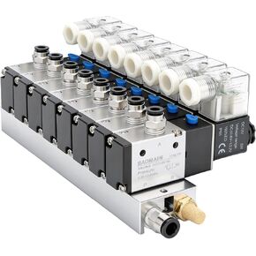 Baomain 6 صمام الملف اللولبي هوائي الفضاء 3V210-08 12VDC PT1/4 2 موقف 3 طريقة مشعب مع قاعدة كاتم الصوت مجموعة تركيبات سريعة in Kuwait