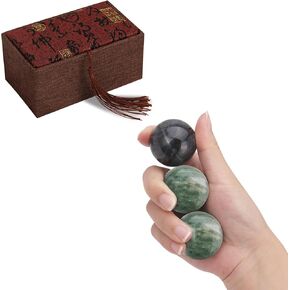 Set of 3 Baoding Balls for Women,1.38Inch Chinese Stress Health Exercise Balls for Hand Therapy with Box(2 Black&1 Green) in Saudi Arabia