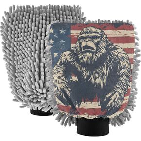 AIXIWAWA USA Sasquatch Print Car Wash Mitt Washing Glove Scratch Free Water Absorbent 2 Pack Large in Kuwait