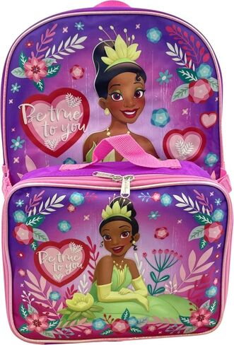 حقيبة ظهر Ruz Princess Tiana مقاس 16 بوصة للفتيات مع صندوق غداء قابل للفصل in Saudi Arabia
