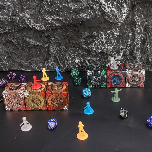 DND Spinner Dice، معدن فريد 7 في 1 D&D Cube Fidget Dice مع راحة ثلاثية الأبعاد للأبراج المحصنة والتنينات، لعبة لعب الأدوار الخيالية RPG ملحقات الطاولة هدية لـ DM واللاعب (أسود-أحمر) in Kuwait