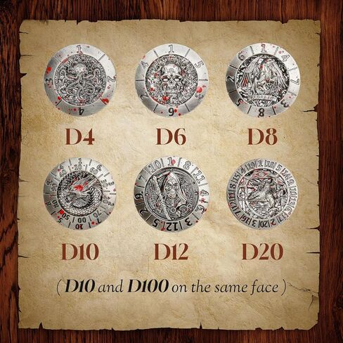 DND Spinner Dice، معدن فريد 7 في 1 D&D Cube Fidget Dice مع راحة ثلاثية الأبعاد للأبراج المحصنة والتنينات، لعبة لعب الأدوار الخيالية RPG ملحقات الطاولة هدية لـ DM واللاعب (أسود-أحمر) in Kuwait