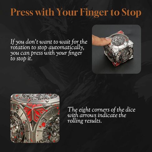 DND Spinner Dice، معدن فريد 7 في 1 D&D Cube Fidget Dice مع راحة ثلاثية الأبعاد للأبراج المحصنة والتنينات، لعبة لعب الأدوار الخيالية RPG ملحقات الطاولة هدية لـ DM واللاعب (أسود-أحمر) in Kuwait