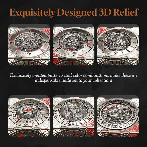 DND Spinner Dice، معدن فريد 7 في 1 D&D Cube Fidget Dice مع راحة ثلاثية الأبعاد للأبراج المحصنة والتنينات، لعبة لعب الأدوار الخيالية RPG ملحقات الطاولة هدية لـ DM واللاعب (أسود-أحمر) in Kuwait