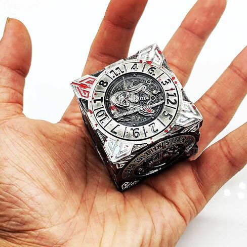 DND Spinner Dice، معدن فريد 7 في 1 D&D Cube Fidget Dice مع راحة ثلاثية الأبعاد للأبراج المحصنة والتنينات، لعبة لعب الأدوار الخيالية RPG ملحقات الطاولة هدية لـ DM واللاعب (أسود-أحمر) in Kuwait