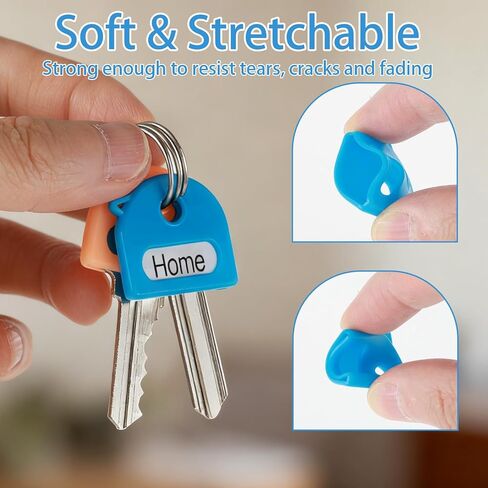 20 Pcs Key Covers Caps 1" Key Color Identifiers with Labels Soft Stretchy Keys Label Tags Cute 0.9-1.05 Inch for House Keys Markers Tags Heads Protectors in Saudi Arabia