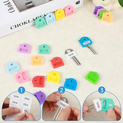 20 Pcs Key Covers Caps 1" Key Color Identifiers with Labels Soft Stretchy Keys Label Tags Cute 0.9-1.05 Inch for House Keys Markers Tags Heads Protectors in Saudi Arabia