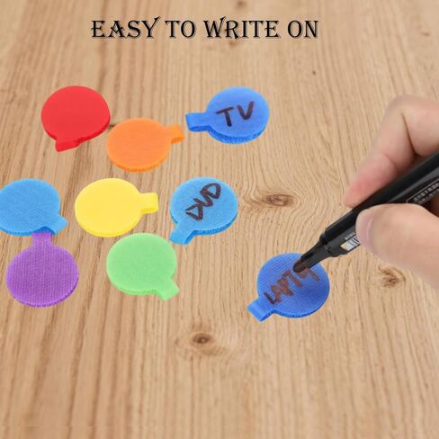 32-Pack Multicolor Cable Labels – Reusable Writable Cord Tags with Hook & Loop Closure for Wire Organization – Durable Wire Markers for Home, Office & Electronics (1.65 x 1.34 Inch, Mixed Colors) in Saudi Arabia