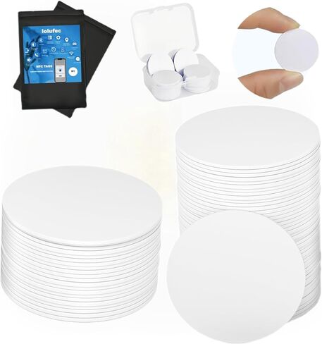 70 Pcs NFC Tags NTAG215 Blank NFC Coin Cards，Rewritable Programmable NFC Stickers Round Cards with Adhesive Back,Compatible with TagMo and Amiibo and NFC Enabled Mobile Phones Devices in Saudi Arabia