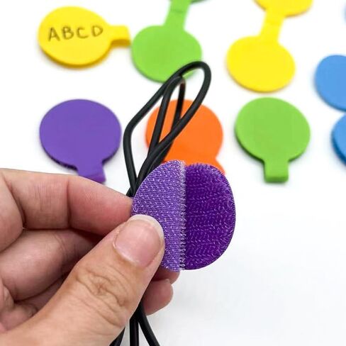 32-Pack Multicolor Cable Labels – Reusable Writable Cord Tags with Hook & Loop Closure for Wire Organization – Durable Wire Markers for Home, Office & Electronics (1.65 x 1.34 Inch, Mixed Colors) in Saudi Arabia