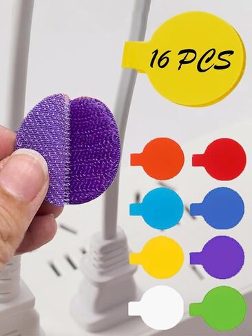 32-Pack Multicolor Cable Labels – Reusable Writable Cord Tags with Hook & Loop Closure for Wire Organization – Durable Wire Markers for Home, Office & Electronics (1.65 x 1.34 Inch, Mixed Colors) in Saudi Arabia