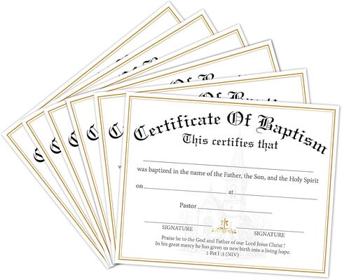 25 PCs Baptism Certificates for Church，8X10 Inches Baby Dedication Certificate, Blank Baby Dedication Certificates Paper Single-Sided Printed, Baby Dedication Christening Gifts for Girls Boys -A03 in Saudi Arabia