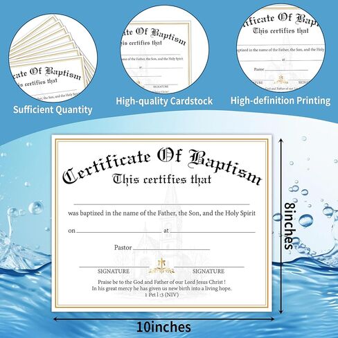25 PCs Baptism Certificates for Church，8X10 Inches Baby Dedication Certificate, Blank Baby Dedication Certificates Paper Single-Sided Printed, Baby Dedication Christening Gifts for Girls Boys -A03 in Saudi Arabia