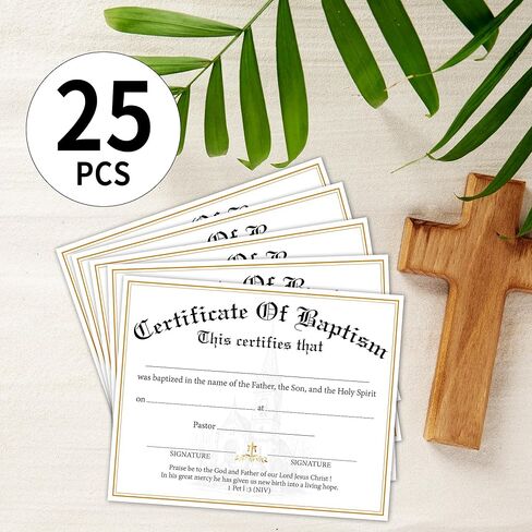 25 PCs Baptism Certificates for Church，8X10 Inches Baby Dedication Certificate, Blank Baby Dedication Certificates Paper Single-Sided Printed, Baby Dedication Christening Gifts for Girls Boys -A03 in Saudi Arabia