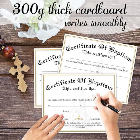 25 PCs Baptism Certificates for Church，8X10 Inches Baby Dedication Certificate, Blank Baby Dedication Certificates Paper Single-Sided Printed, Baby Dedication Christening Gifts for Girls Boys -A03 in Saudi Arabia