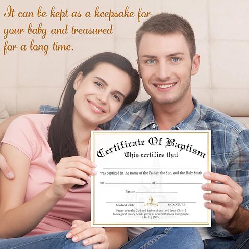 25 PCs Baptism Certificates for Church，8X10 Inches Baby Dedication Certificate, Blank Baby Dedication Certificates Paper Single-Sided Printed, Baby Dedication Christening Gifts for Girls Boys -A03 in Saudi Arabia