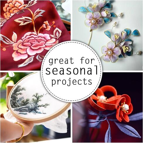 خيط تطريز حرير التوت المصبوغ يدويًا 100%، خيط تطريز، 4 بكرات كل منها 24 ياردة (31-4) in Kuwait