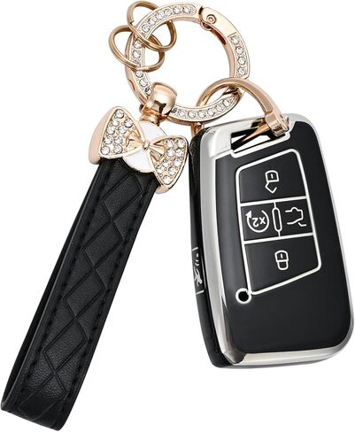 Key Fob Cover for Volkswagen with Keychain, Soft TPU Protection Car Key Case for VW Tiguan Atlas Taos SEL Jetta GLI Passat Arteon Golf Alltrack Remote Start Smart Key (Blue) in Saudi Arabia