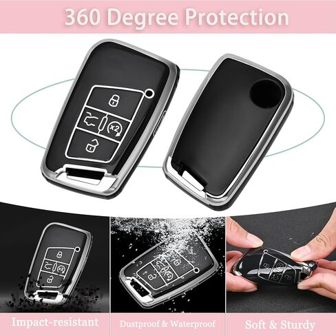 Key Fob Cover for Volkswagen with Keychain, Soft TPU Protection Car Key Case for VW Tiguan Atlas Taos SEL Jetta GLI Passat Arteon Golf Alltrack Remote Start Smart Key (Blue) in Saudi Arabia