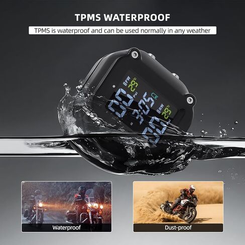 دراجة نارية TPMS، نظام مراقبة ضغط الإطارات مع 2 أجهزة استشعار خارجية دراجة نارية إنذار درجة حرارة الإطارات في الوقت الحقيقي عرض قياس ضغط الإطارات دراجة نارية in Saudi Arabia