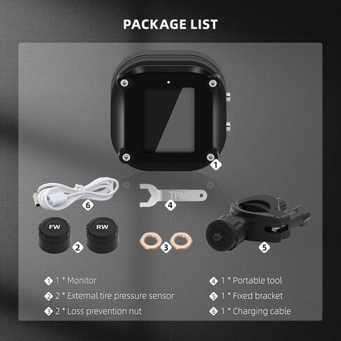 دراجة نارية TPMS، نظام مراقبة ضغط الإطارات مع 2 أجهزة استشعار خارجية دراجة نارية إنذار درجة حرارة الإطارات في الوقت الحقيقي عرض قياس ضغط الإطارات دراجة نارية in Saudi Arabia